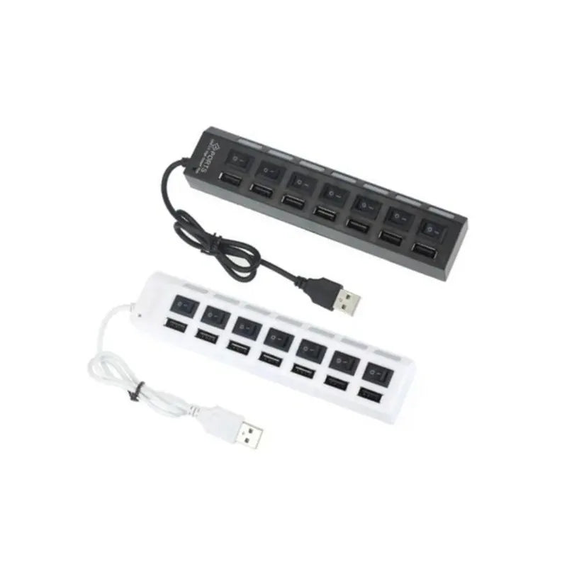 2pcs USB HUB Splitter 4/7 Ports with Switch 2.0 Hub High Speed Data Transfer for Laptop PC External Expansion Adapter Qme