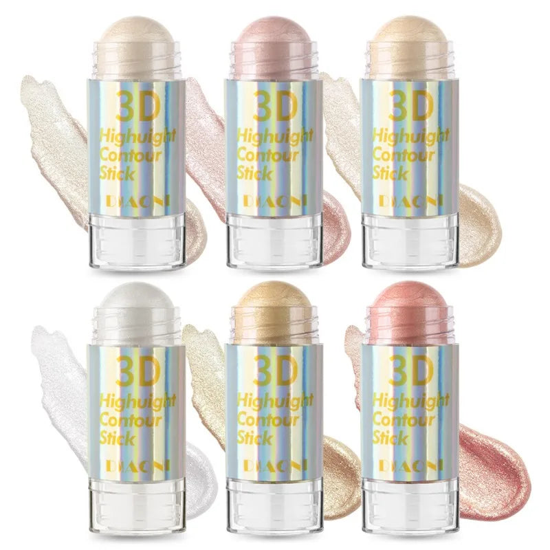 6 Colors 3D Face Brighten Highlighter Bar Cosmetic Contour Bronzer Qme