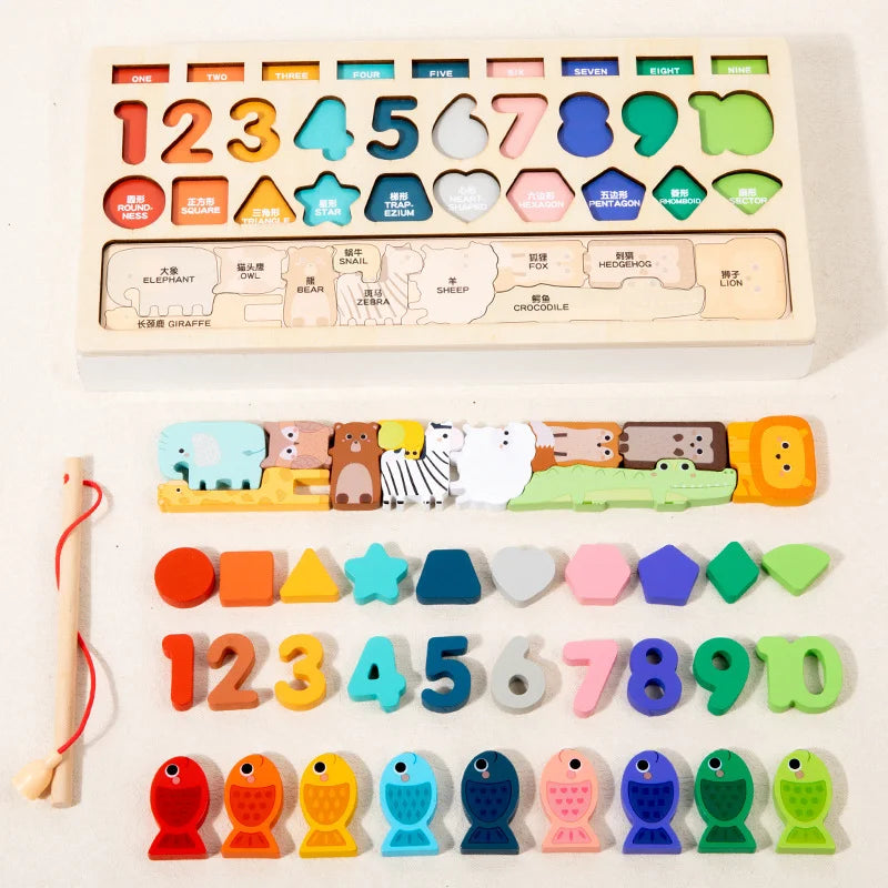 Irregular Shape Counting Puzzle Board Early Educational Number Animal Qme