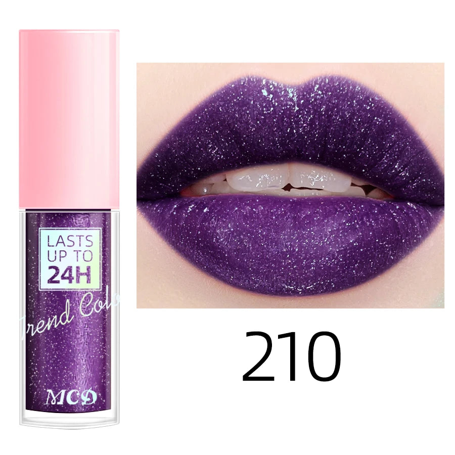 18 Colors Glitter Lip Glaze Long Lasting Gloss Waterproof Liquid Qme 210