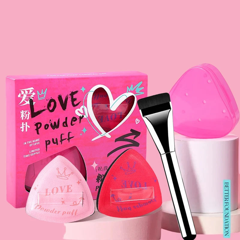 4-piece Pink Powder Puff Graffiti Design Marshmallow Air Cushion Qme