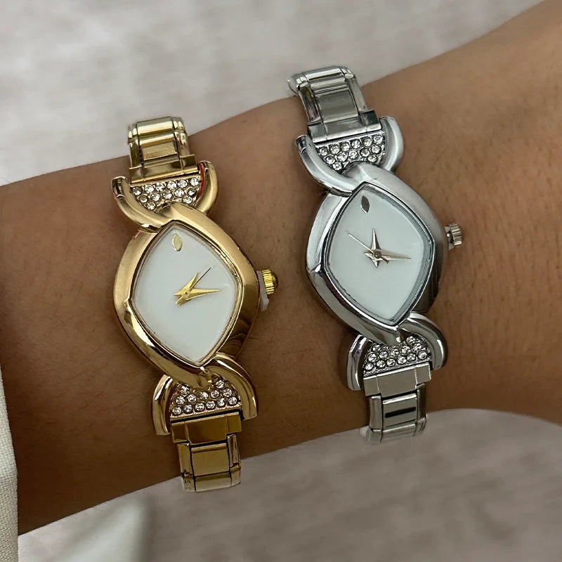 Fashion Watch Women's DIY 9MM Width Italian Elastic Charm Stainless Candy Zircon Watch Head Link Bracelet Jewelry Birthday Gifts Qme