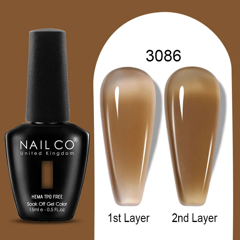 Nailco Jelly Gel Nail Polish Transparent Varnishes 44 Colors Red Pink Qme