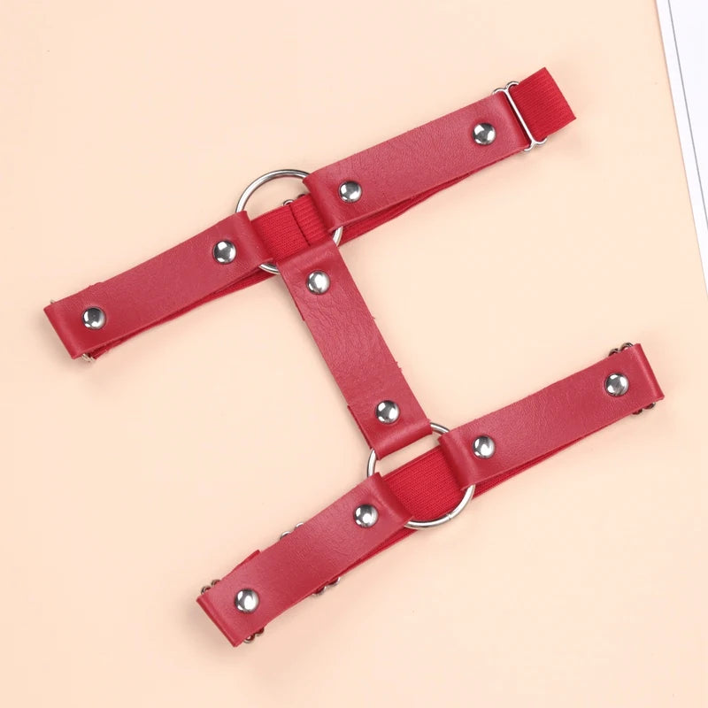 Women Girls Sexy Garter Goth Belt Harajuku Punk Gothic PU Leather Leg Qme Red One Size
