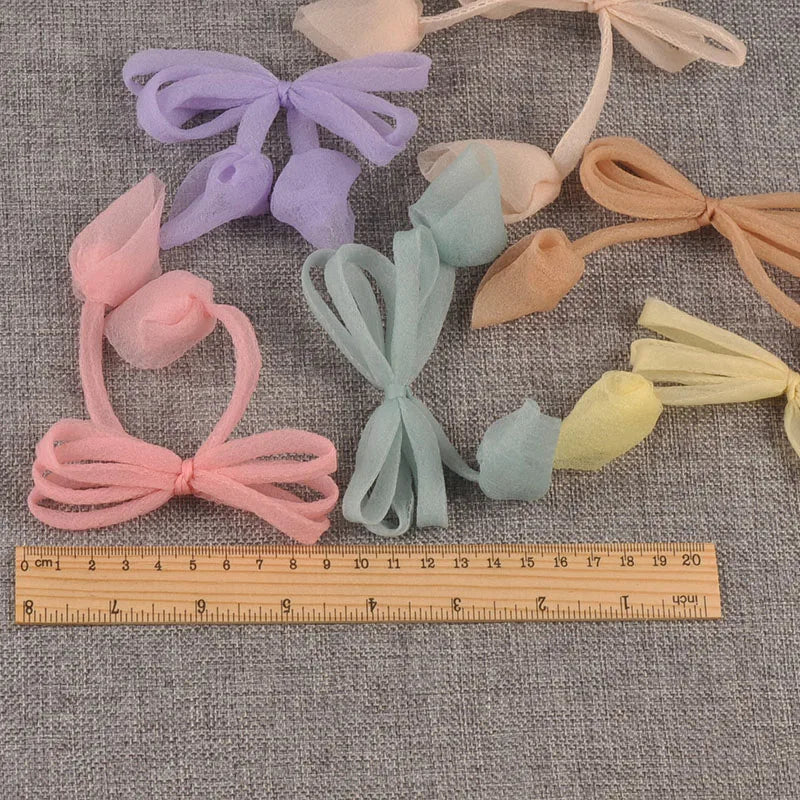 6pcs 92x100mm Assorted Color Polyester Fibre Bowknot Appliques, Sheer Organza Bows for DIY Hair Accessories Crafts cp3848 Qme
