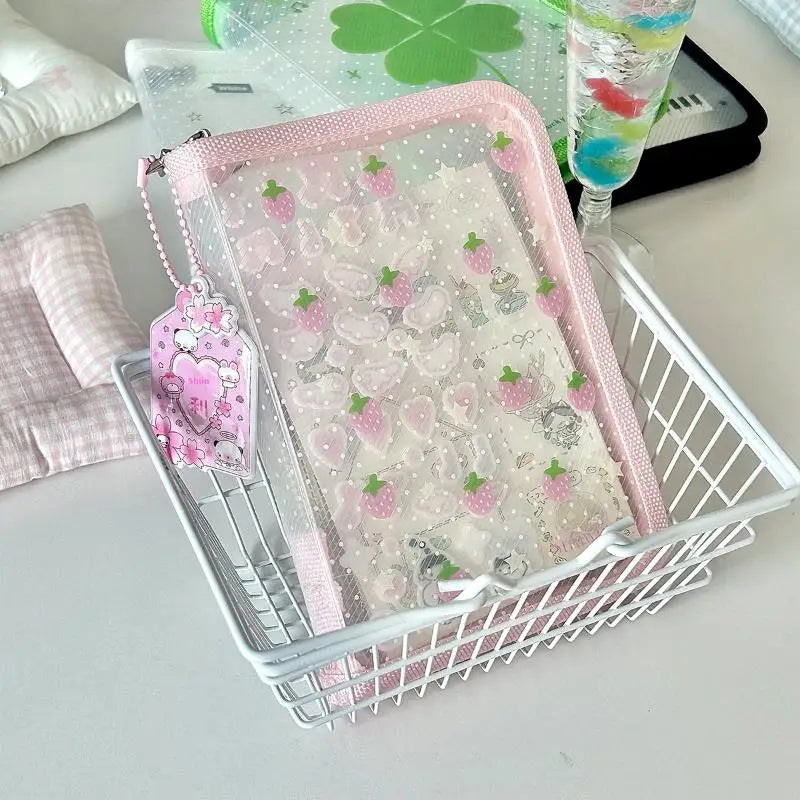 Cute Clover Strawberry Wings Stationery Storage Folder A6 Twill Qme