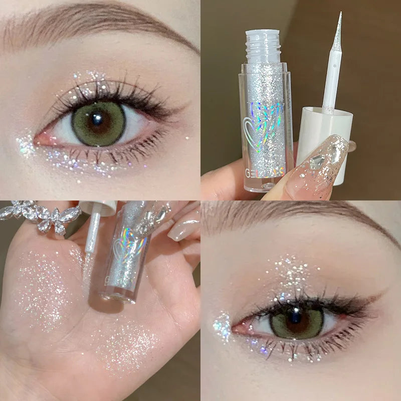 Sparkling Pink Sequins Liquid Eyeshadow Pigmented Shimmer Eye Liner Pointed Pen Loose Glitter Glue For Eye Crystals Makeup Tool Qme 02