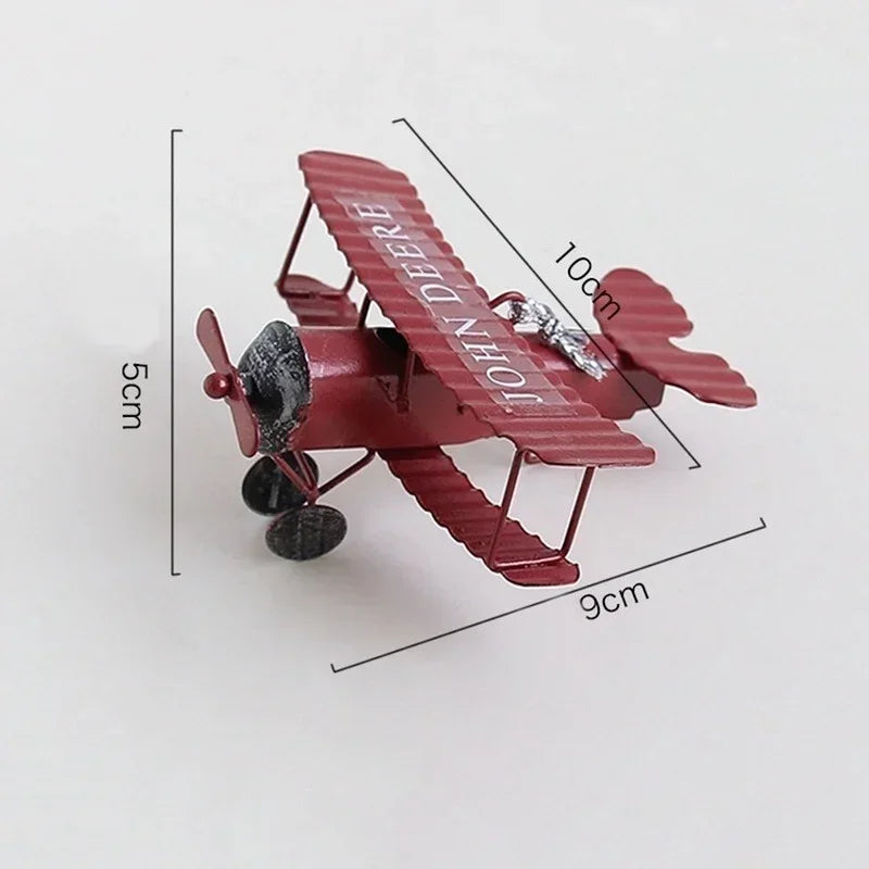 Vintage Wrought Iron Aircraft Model Ornaments Creative Car Interior Qme Red