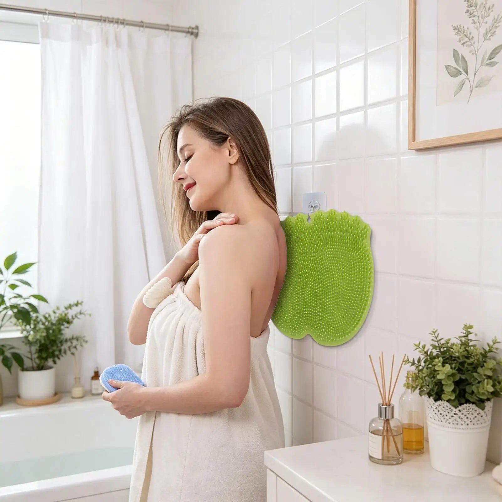 Shower Foot Scrubber Mat Soft Bristles Body Cleaning Massage Shower Foot Back Scrubber For Women Men Kids Elderly Home Bathroom Qme
