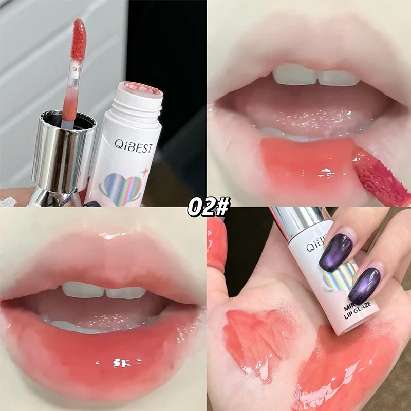Heart Shape Pom-poms Water Light Lip Llaze Mirror Pendant Lipstick Qme QB09-02