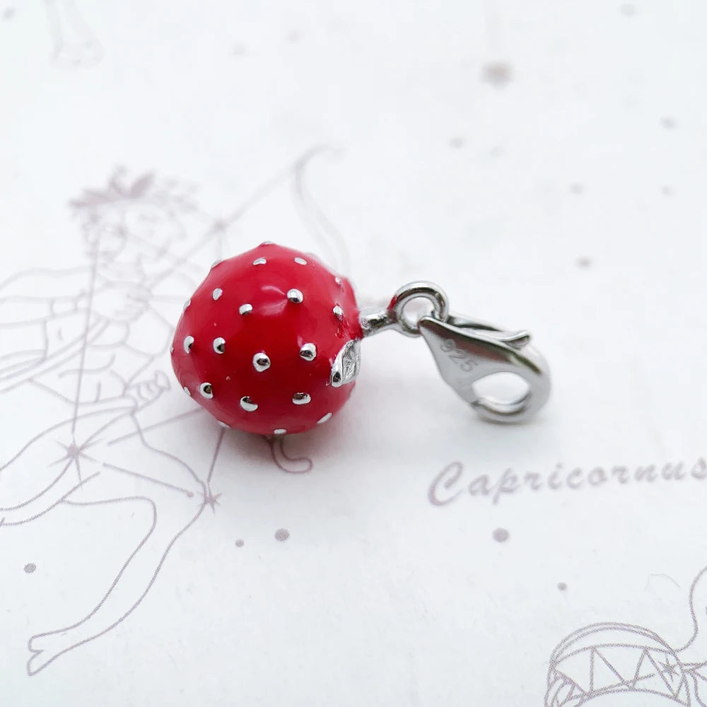 Strawberry Pendant Charm Women Girls Spring Fashion Silver 925 Sterling Jewelry Accessories Party Sweet Gift Qme