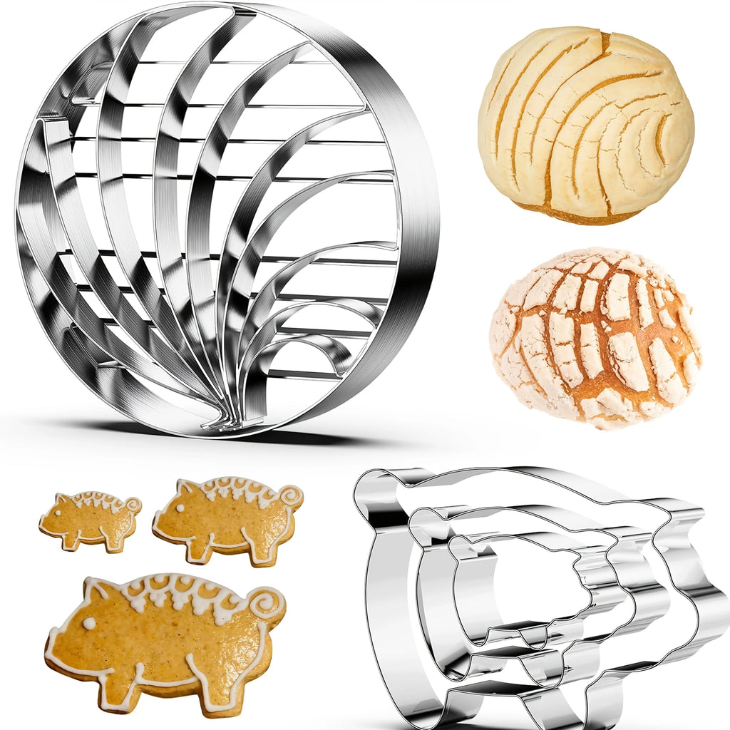 1PC Mexican Bread Mold Stainless Steel Seal Double Sided Mold, Pig Cookie Cutter, Conch Bread Shape Cutter, Mallanitos Qme