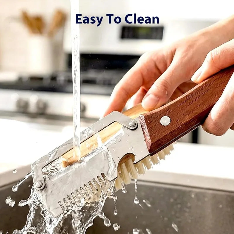 Stainless Steel Peeler with Wooden Handle 3-in-1 Fruit Potato Peeler with Bottle Opener Fruit and Vegetable Scraping Tool Qme