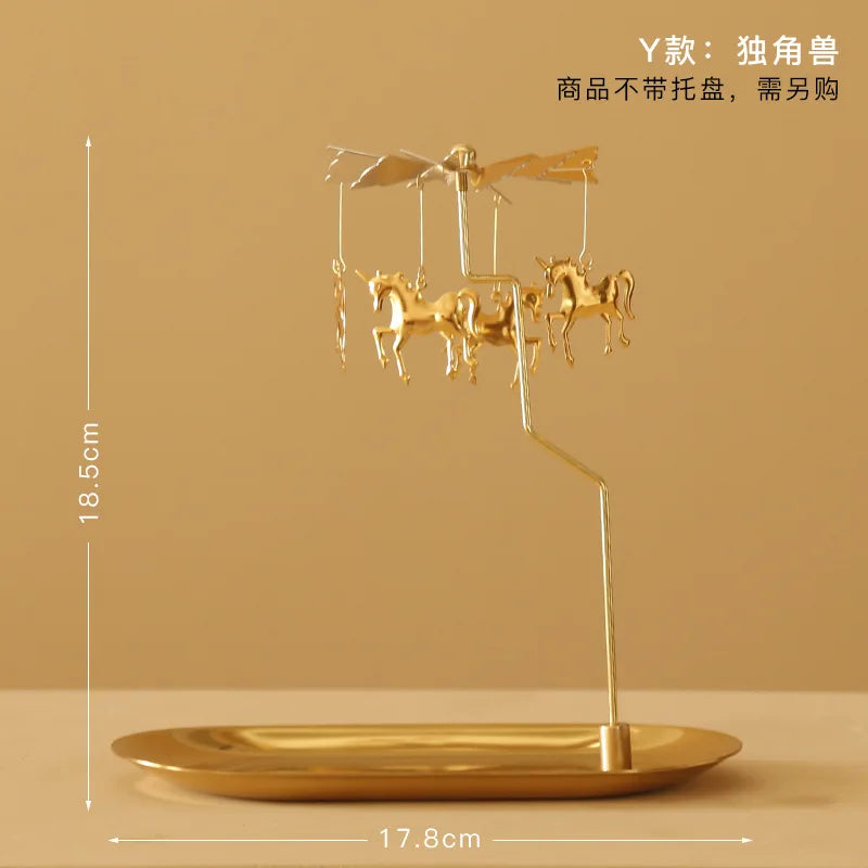 Tray Rotating Candlestick Scented Candle Romantic Walk Horse Lamp European Windmill Creative Swing Birthday Wedding Gift Qme I Excluding tray