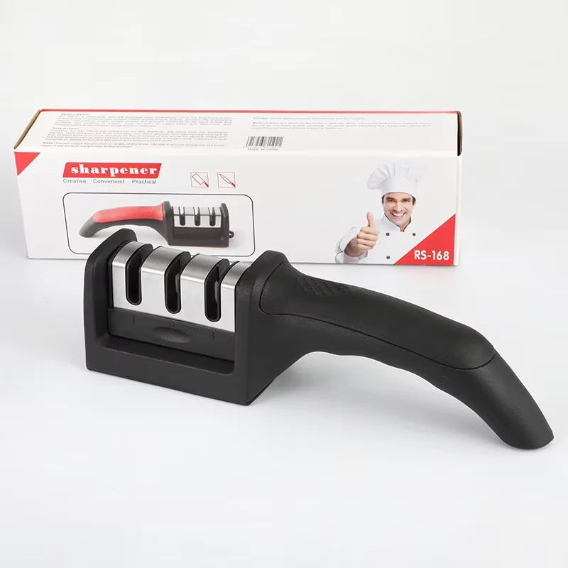 Multifunctional Knife Sharpener Sharpening Stone Household Kitchen Knife Quick Knife Sharpener Blade Tools In One Qme Black 1PCS