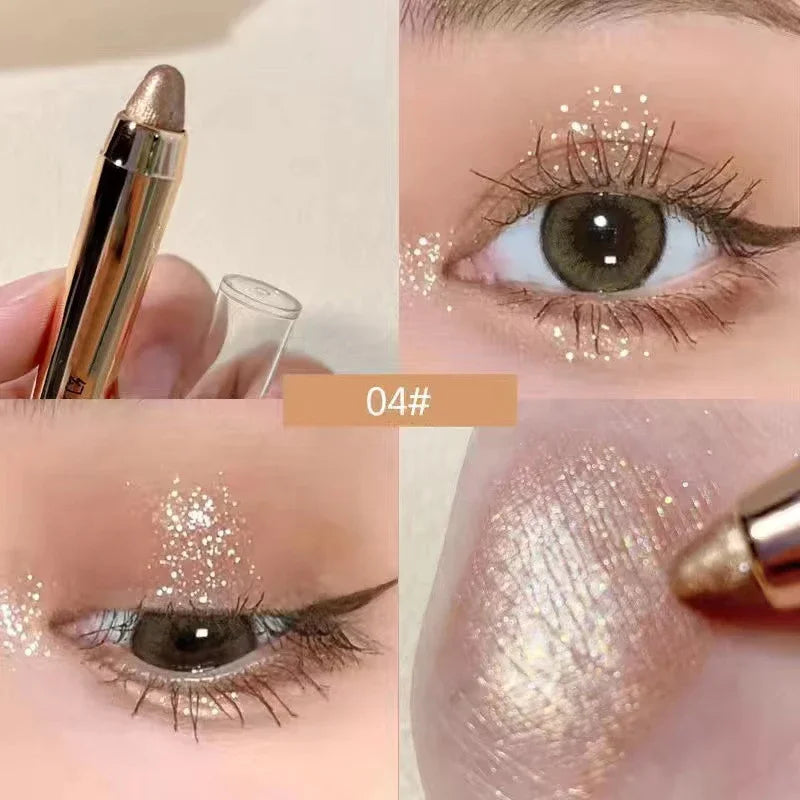 Shimmer Eyeshadow Stick Easy Glitter Highlighter Eyeshadow Pencil Brightening Makeup Pink Silkworm Champagne Gold Eyeliner Pe Qme 04