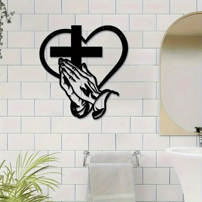 1Pcs Metal Cross Sign Wall Art Decoration Easter Thanksgiving Wall Hanging Decoration,Office Living Room Wall Decor Room Decor Qme