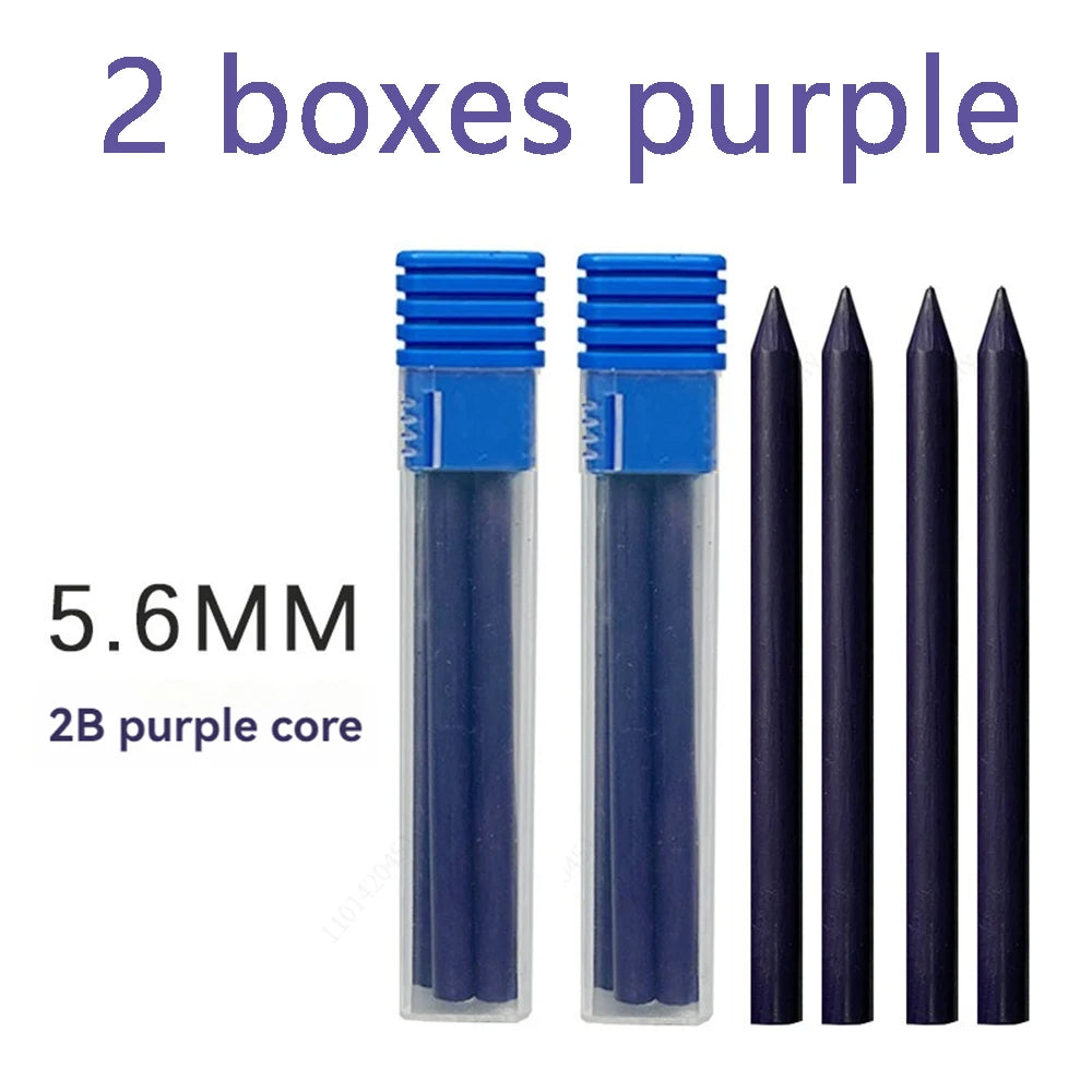4Pcs/Box 5.6mm 2B/4B/6B/8B Solid Mechanical Pencil Replaceable Lead, Mechanical Pencil Lead Marking Architectural Accessory Qme 2 box purple