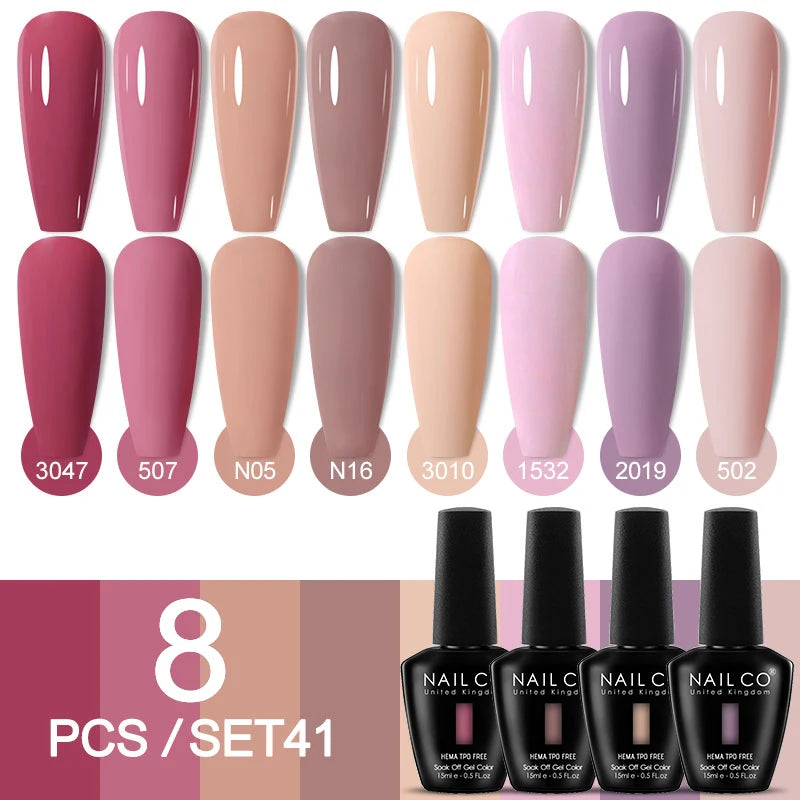 NAILCO Sparkly Rose Red Purple Gel Nail Polish Art Vernis Nails