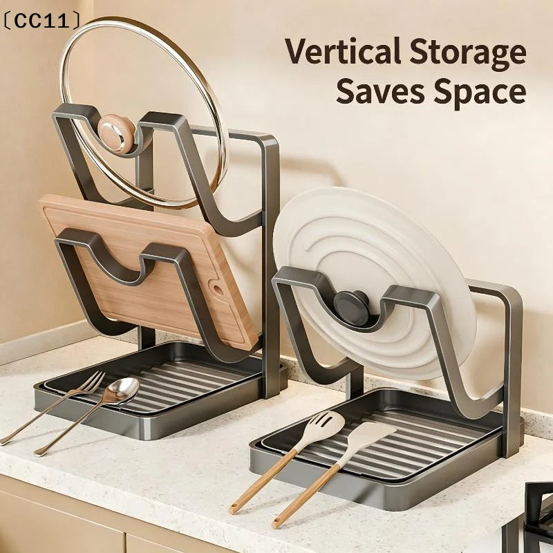 Pot Lid Storage Rack Kitchen Counter Organizer Countertop Removable Qme