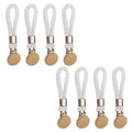 1-8PCS Towel Hanging Clips woven Cotton rope Bathroom wood round head Metal Hanging Clips For Home Towel Clothes Storage Hook Qme 8pcs White