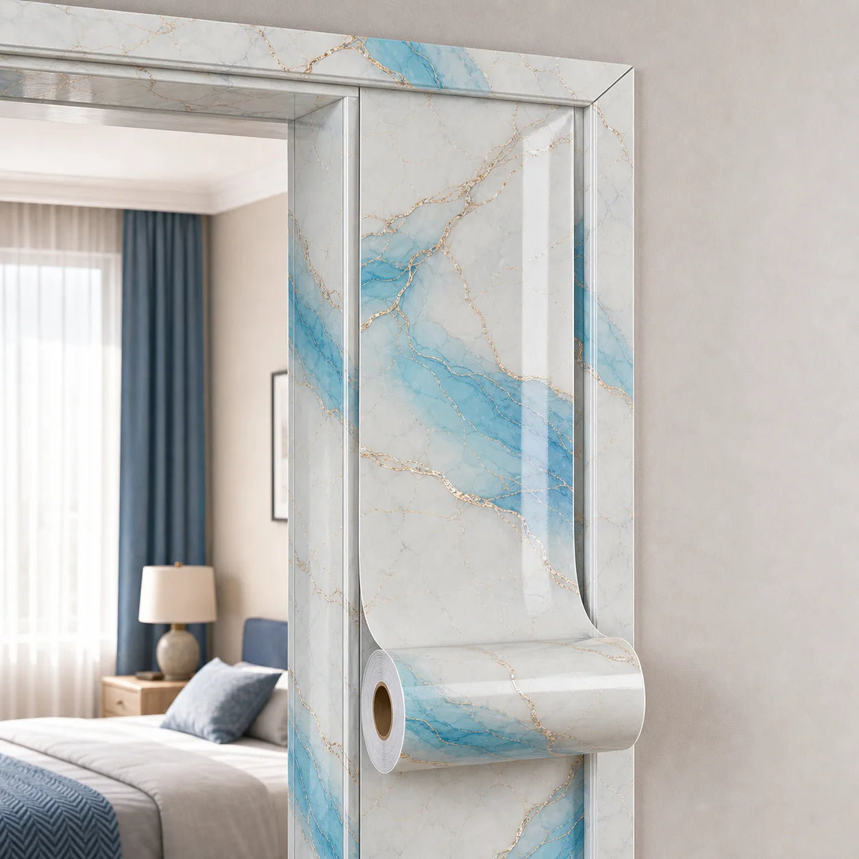 Peel Apply Marble Patterned Window Sill Stickers Door Frame Easy Qme