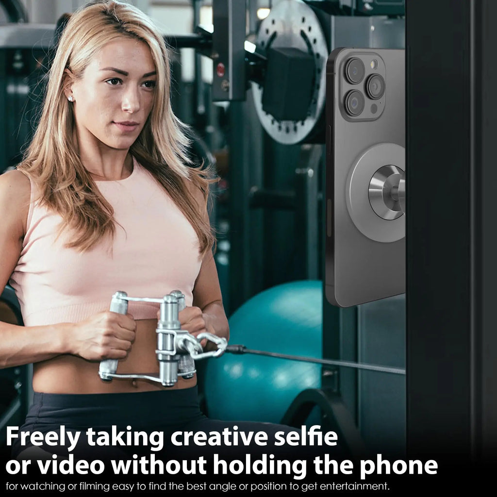 Gym Mate Magnetic Phone Mount &Double-sided Magnetic Suction Phone Holder for MagSafe. Shoot Hands-Free Videos While Working Out Qme