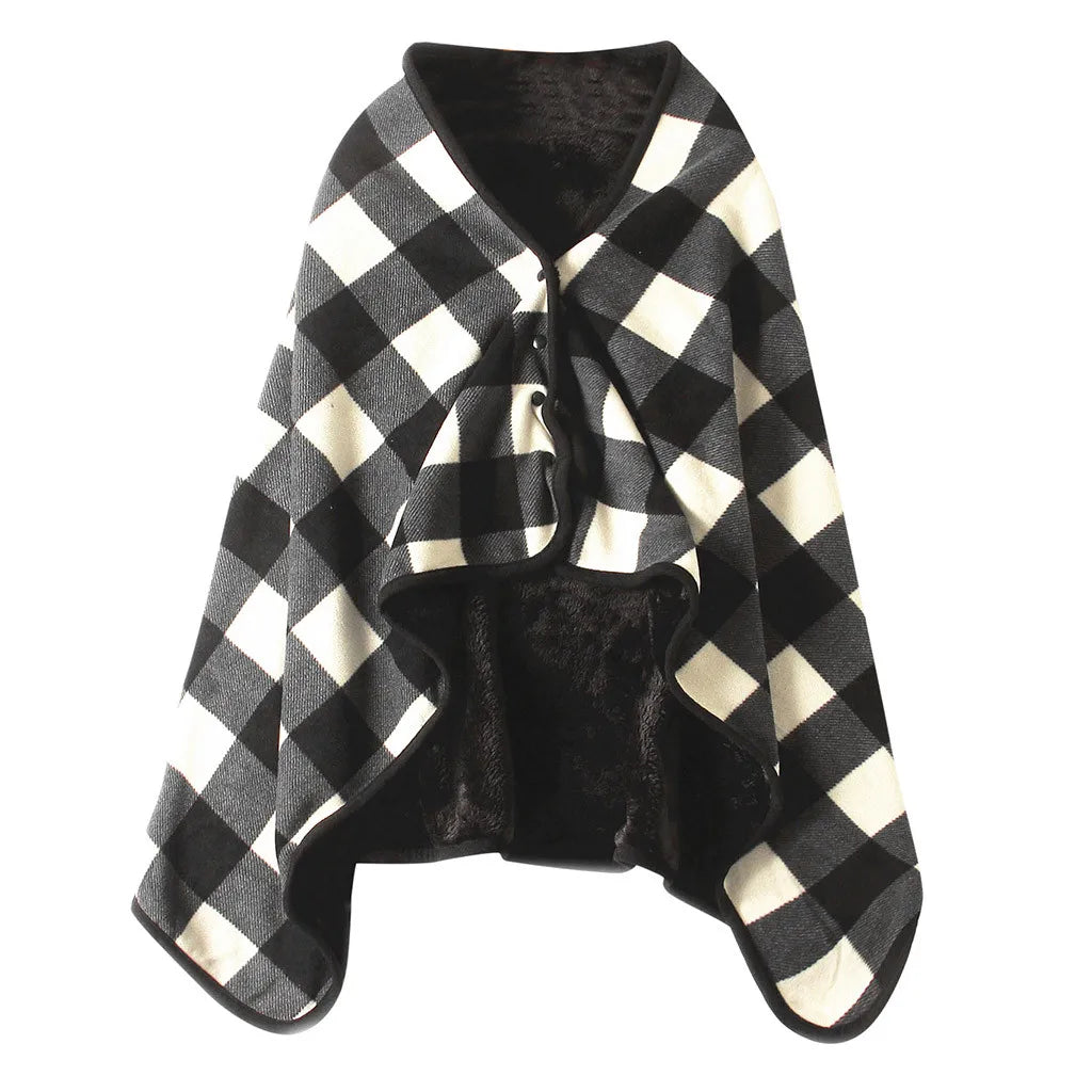 Multifunction Warm Blanket Shawl Plaid Lady Multifunction Wrap Winter Doublelayer Tartan Scarf Home Textiles Minds Blanket Qme E