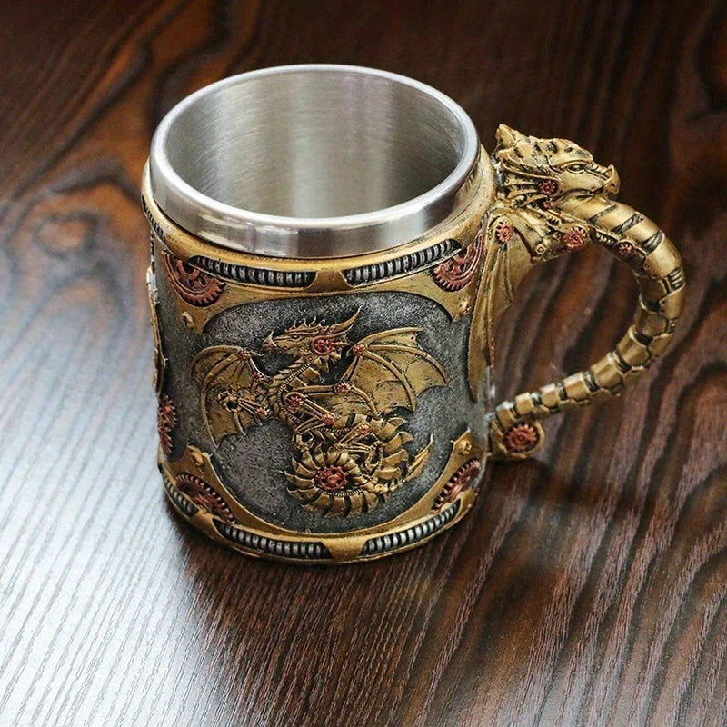 Medieval Steampunk Dragon Mug Renaissance Mechanical Dragons Beer Qme