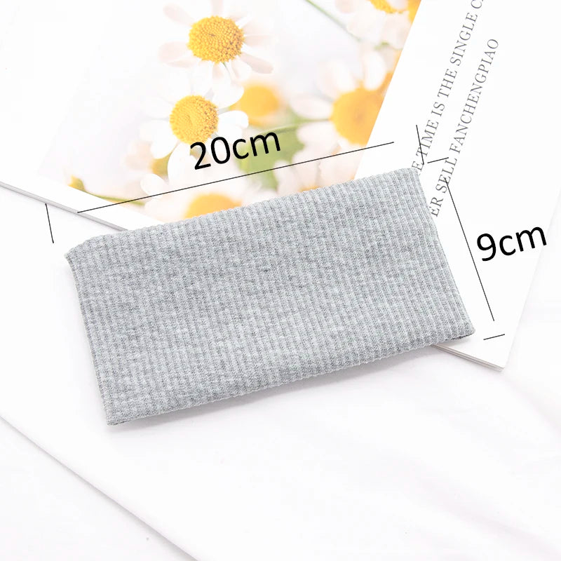 Women Solid Yoga Knitted Headband Cotton Wide Turban Twisted Knotted Qme