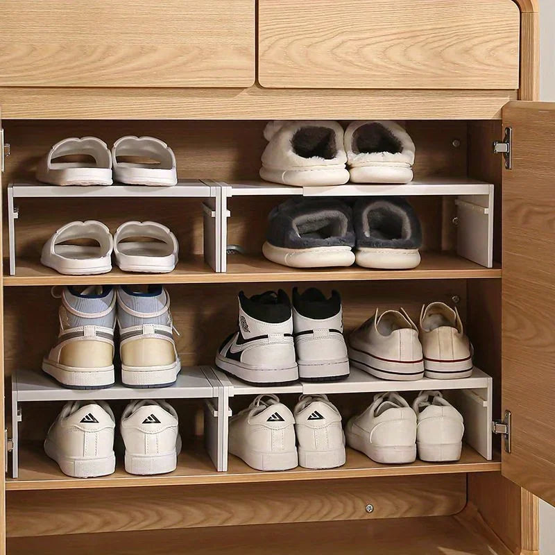 Expandable Storage Shelf, Shoe Rack with Tiered Dividers, Closet Organizer, Wardrobe Storage Cabinet, Desktop Organizer Board Qme