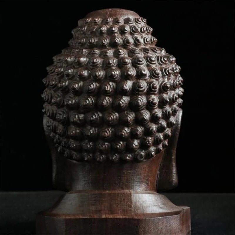 Creative New Buddha Statue Wooden Sakyamuni Tathagata Figurine India Buddha Head Statue Crafts Decorative Ornament. Qme