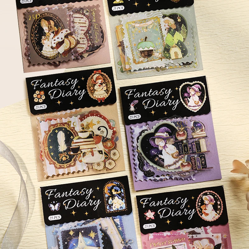 6 Bags Romantic Fantasy Foil Sticker Pack, Magical Fairy Tale Elements, Versatile for Creative Journaling & Crafts Qme