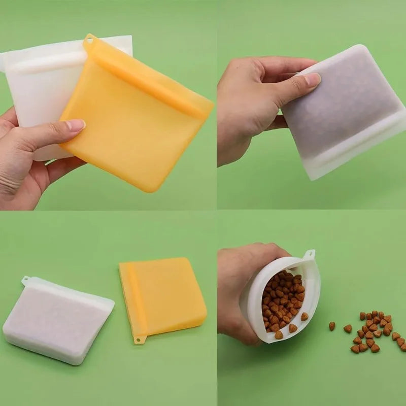 Dog Snack Mini Training Bag, 4-ounce Silicone Waterproof Storage Bag, Portable Outdoor Snack Storage Bag Qme