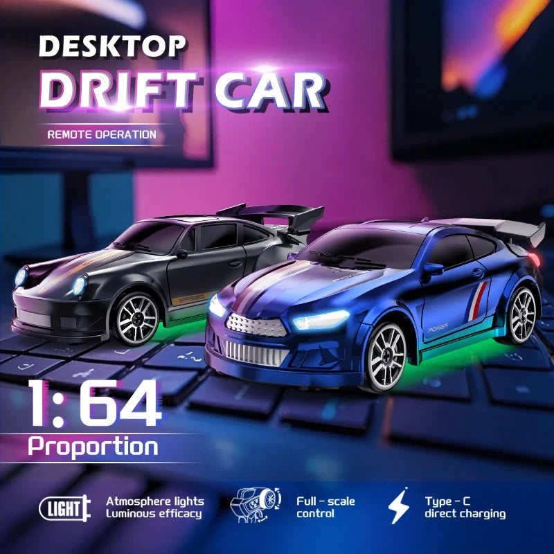 4WD 2.4GHZ RC Simulation Mini Drift Car Palm Racing Model Desktop Toys 1/64 Scale Remote Control Cars Kid Gift For Children Boys Qme