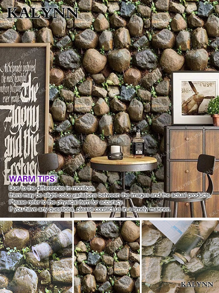 Wood Peel Stick Wallpaper Vinyl Self Adhesive Contact Paper Removable Qme Stone bricks 9.8FTx17in(3mx45cm)