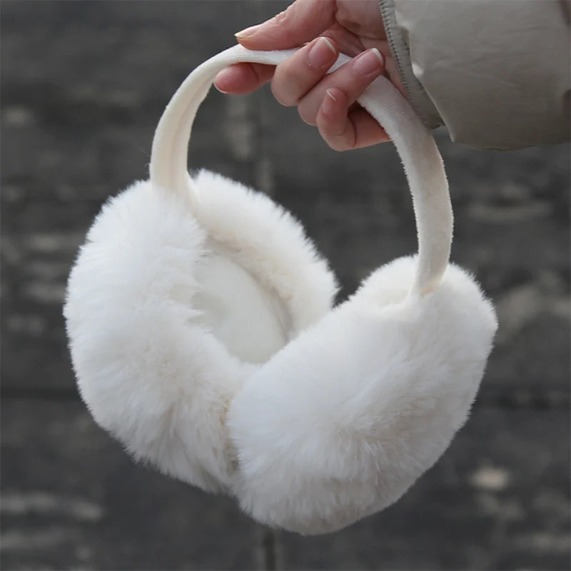 New Autumn Winter Soft Earmuffs Women Men Ear Keep Warmer Plush Solid Color Adjustable Foldable Ear Protection Muffs Earflap Qme
