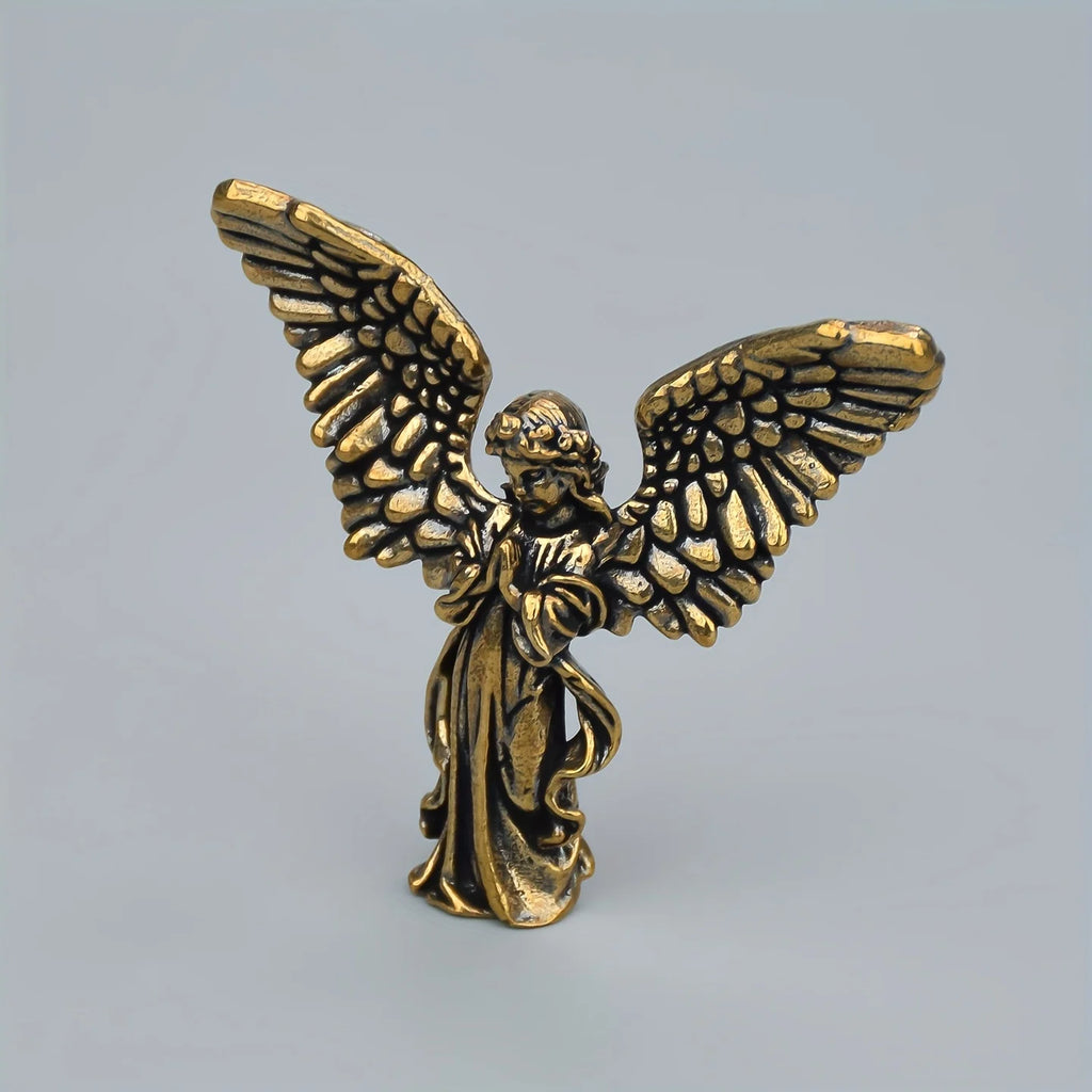 Brass Angel Ornament，Guardian Angel Wings, Stylish And Personalized, Cupid Desktop Decoration, Suitable for Halloween Decor Qme