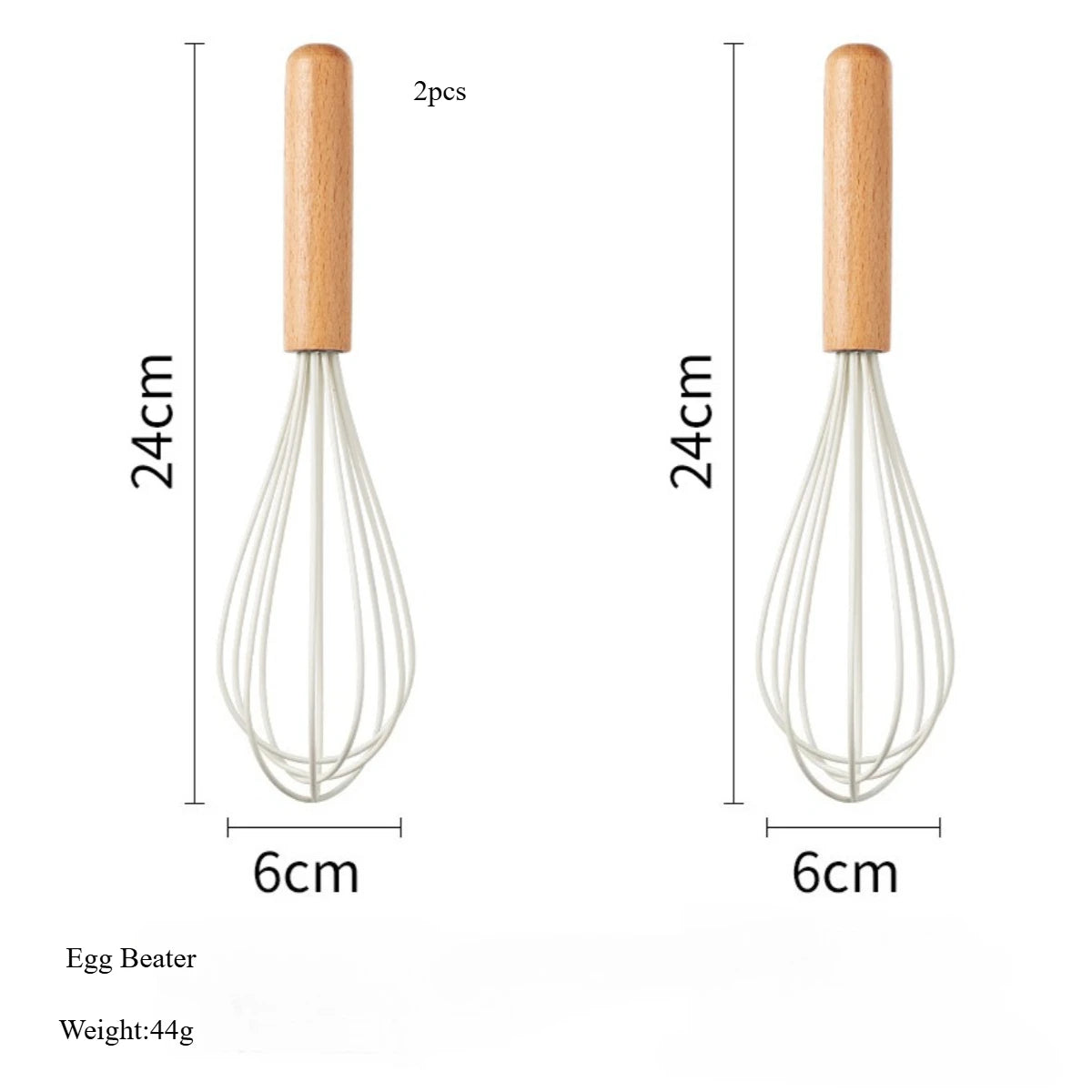 2/12Pcs White Silicone Kitchen Utensils Set with Wooden Handle,Cookware Spatula, Heat Resistant Non-stick Kitchen Cooking Tools Qme Egg Beater-2pcs