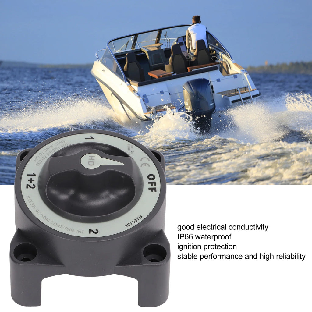 Power Kill Battery 500A Marine Battery Disconnect Heavy Duty 4 Position Battery Selector for RV Boat Qme