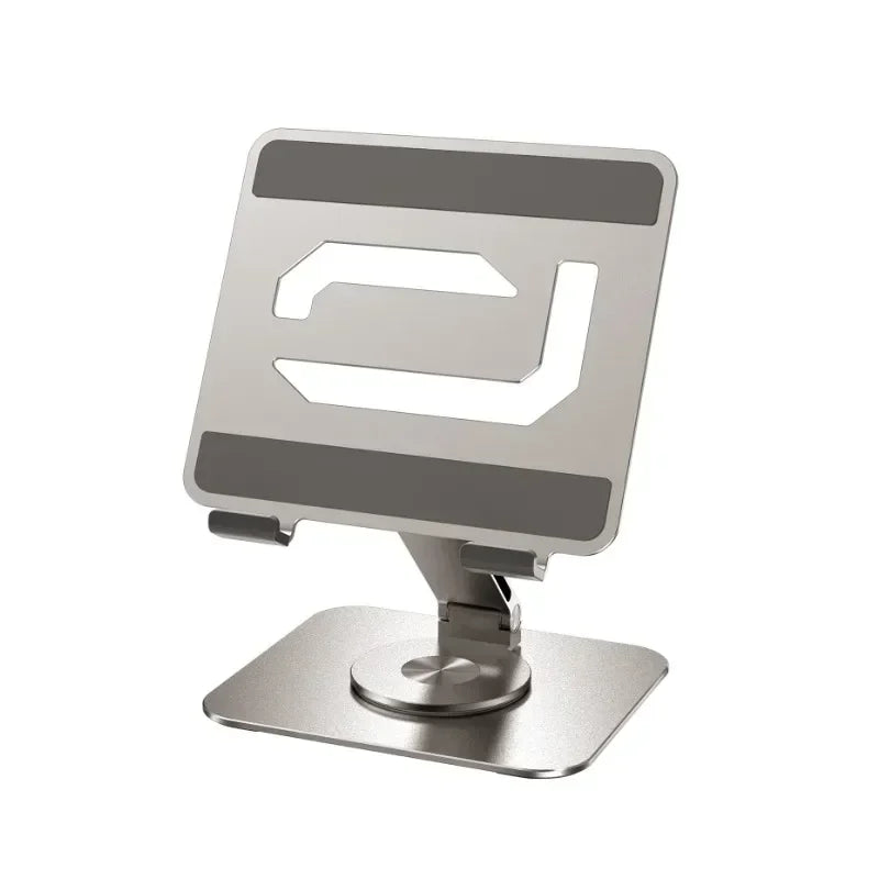 New Mobile Phone Tablet Bracket Desktop 360-degree Rotating Bracket Aluminum Alloy Painting Game Live Broadcast Tablet Stands Qme silvery
