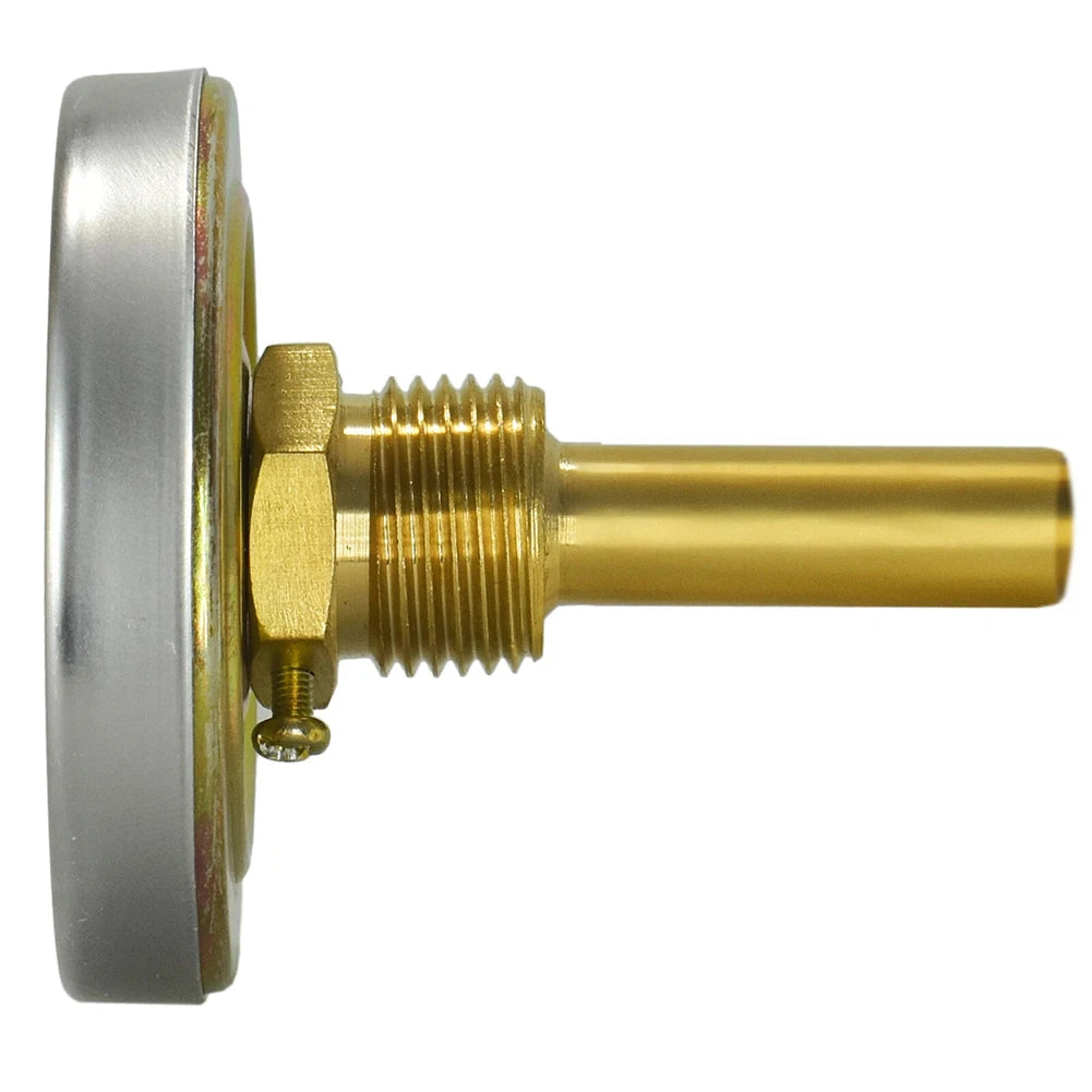 1 X Bimetallic Thermometer 0-120°C With 63mm Stainless Steel Case And 1/2" For Immersion Sleeve For Heating Systems Qme