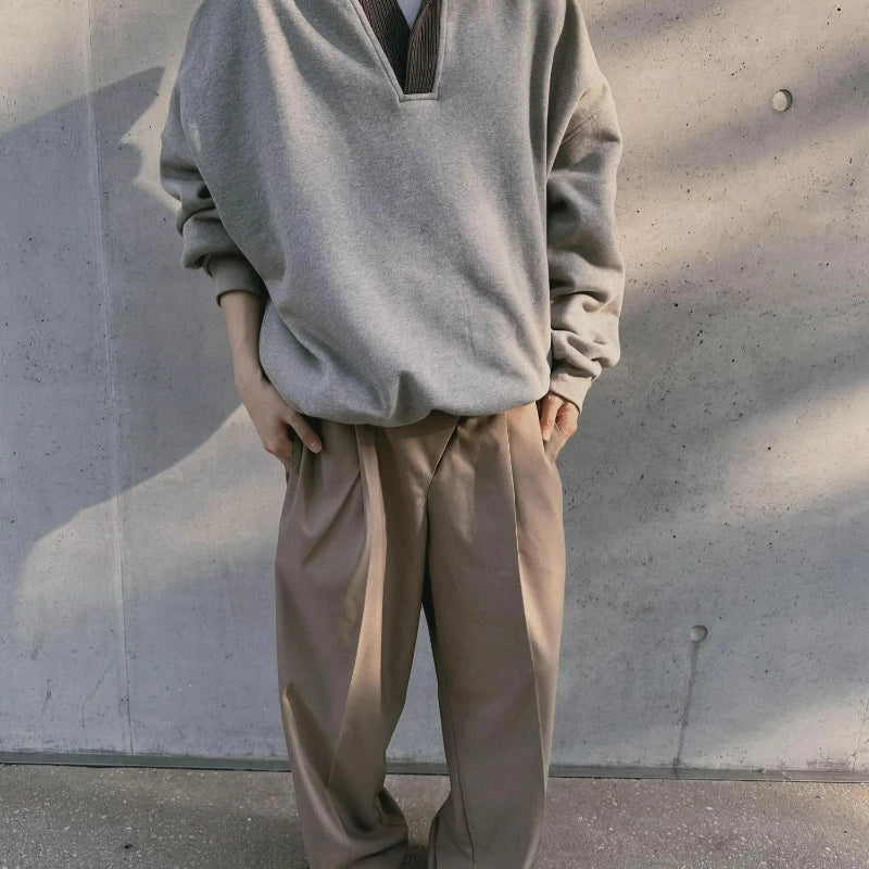 Cleanfit Gray Sweatshirt Men's Hooded Spring Autumn Wool Stitching Qme