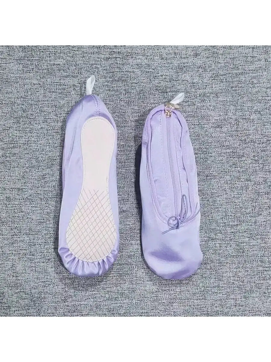 Vintage French Ballet Shoes Shaped Handmade Pencil Case Makeup Pouch Qme 1pc purple