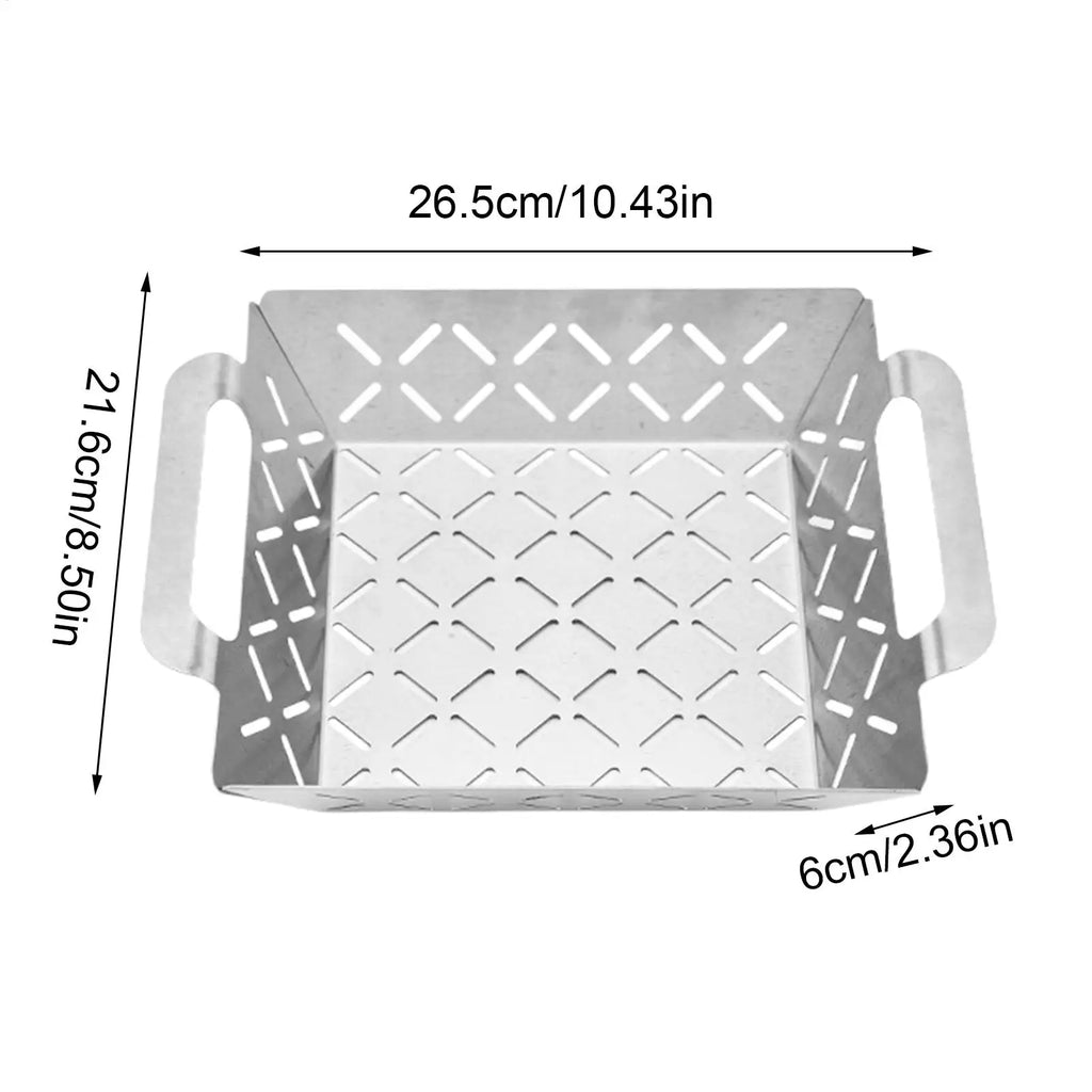 Bbq Grill Basket Perforated Bbq Grill Basket Cook Tool Stainless Steel Thicken Net For Outdoor Cooking Meat Vegetables Shrimp Qme