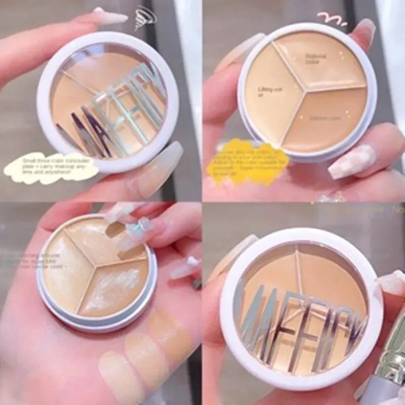 3-Color Concealer Palette Professionally Covers Dark Circles Around Qme