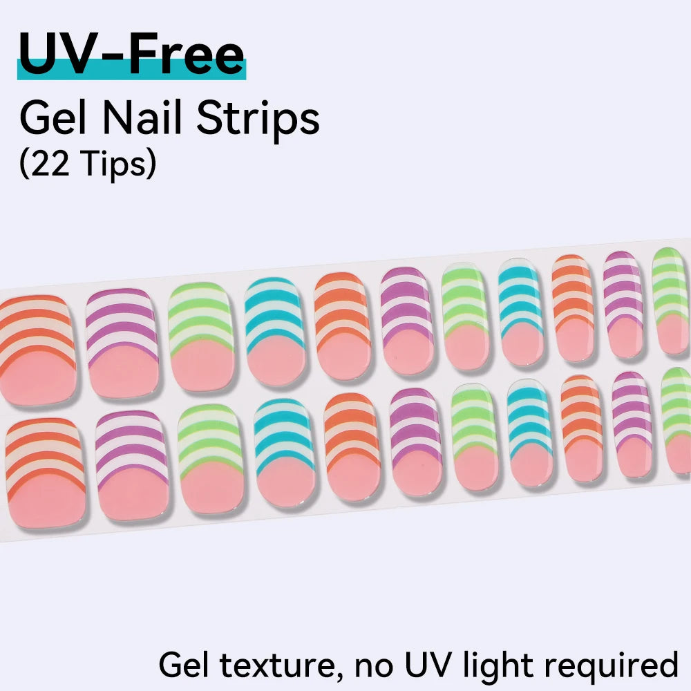 Baking-free 22Tips Nail Stickers Summer Strawberry Polish Sticker Qme BSA-0408