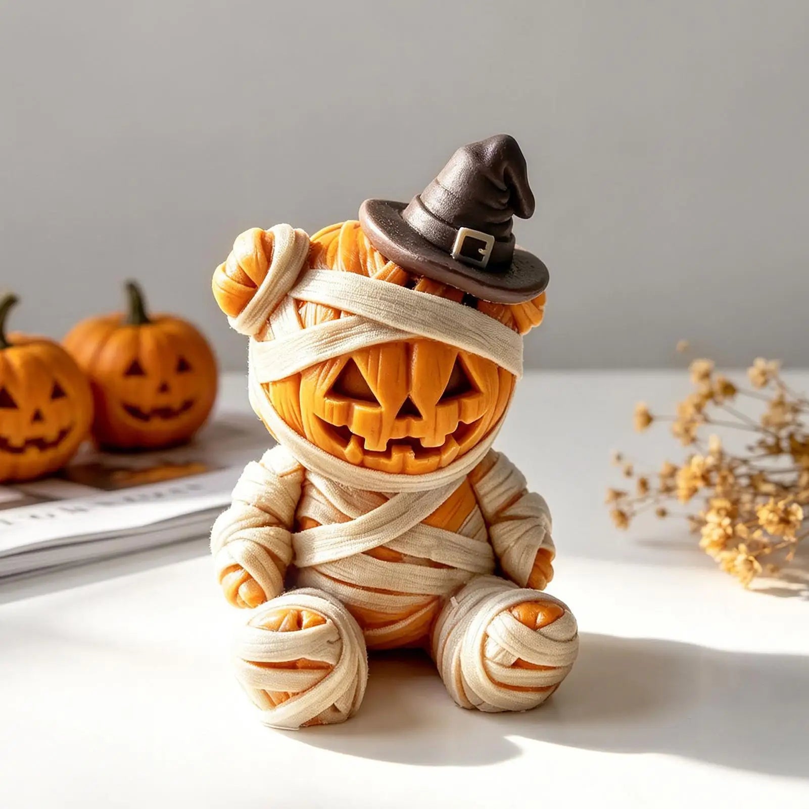 Halloween Candle Molds Cute Pumpkin Bear Reusable DIY Easy Release Qme
