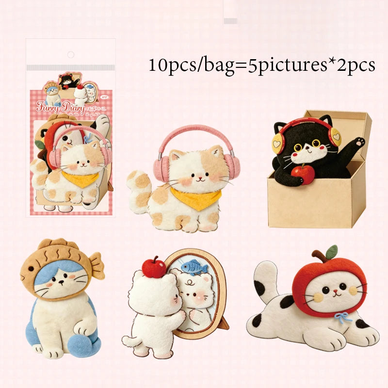 Plush-Style Cute Pet Large Sticker Pack, Decorative Stickers for Creation, Suitable for Gift Wrapping, Notebooks and Phone Cases Qme C