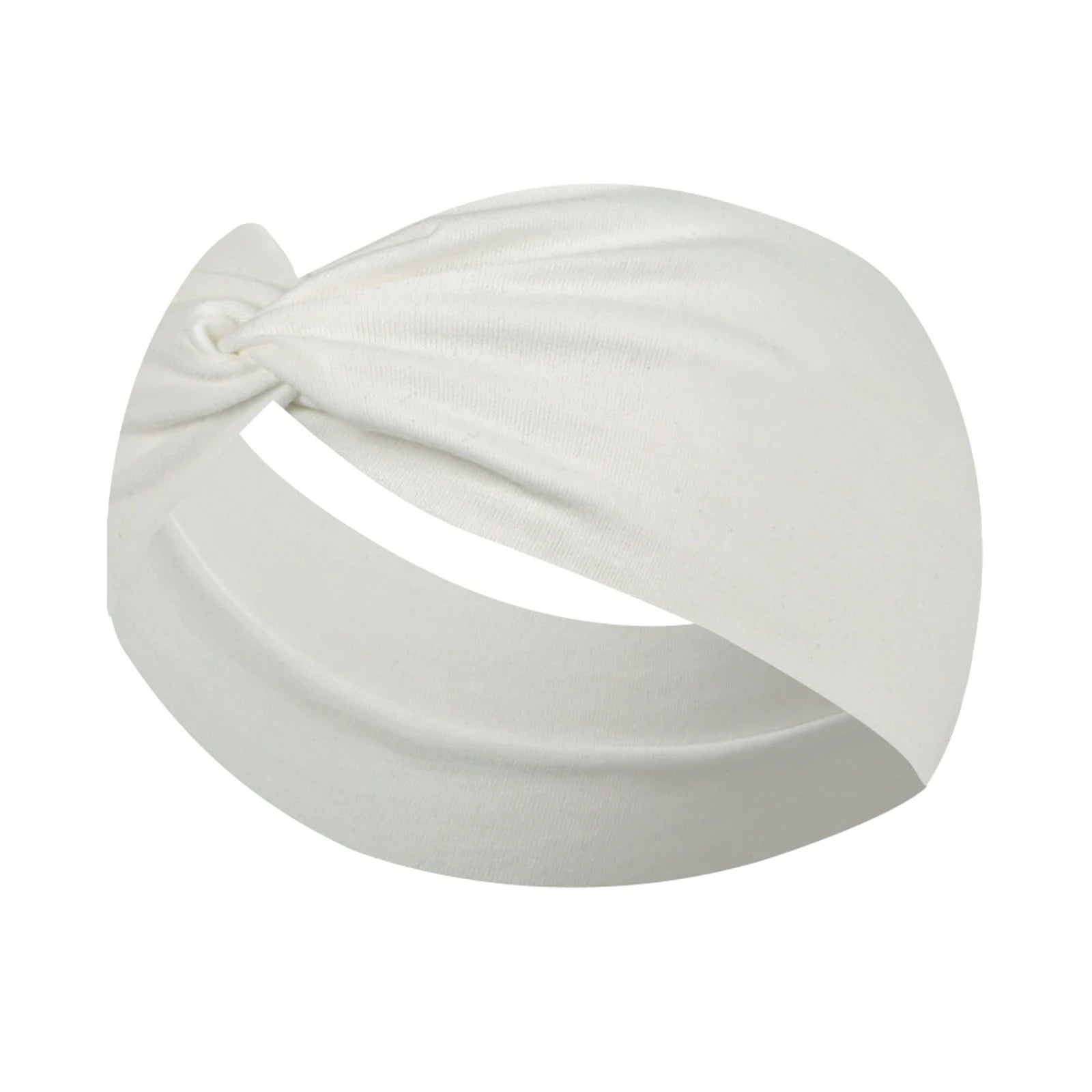 Unisex High Elastic Running Fitness Headband for Sports Yoga Solid Sweatproof Elastic Cotton Headscarf Wash Face Shower Supplies Qme White